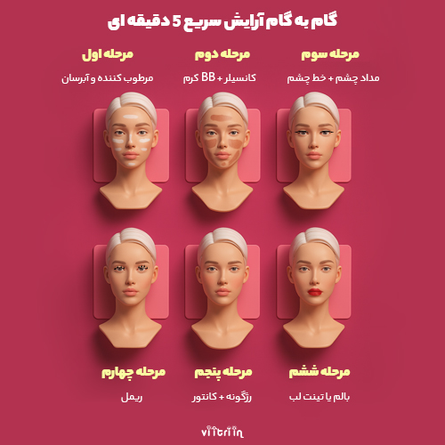 مراحل آرایش سریع 5 دقیقه ای